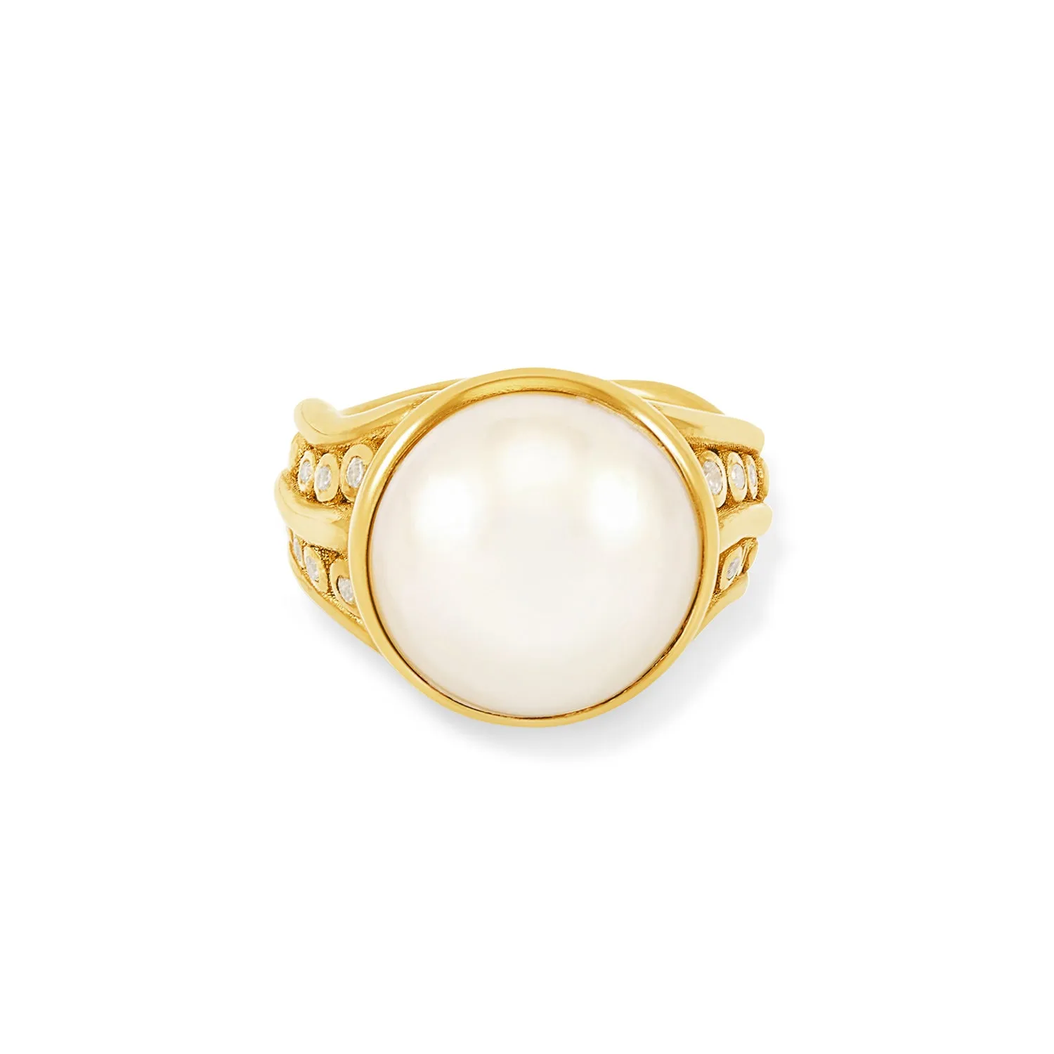 14k Gold Anemone Waterfall Ring with Mabe Pearl sold by Dower & Hall product image thumbnail 4