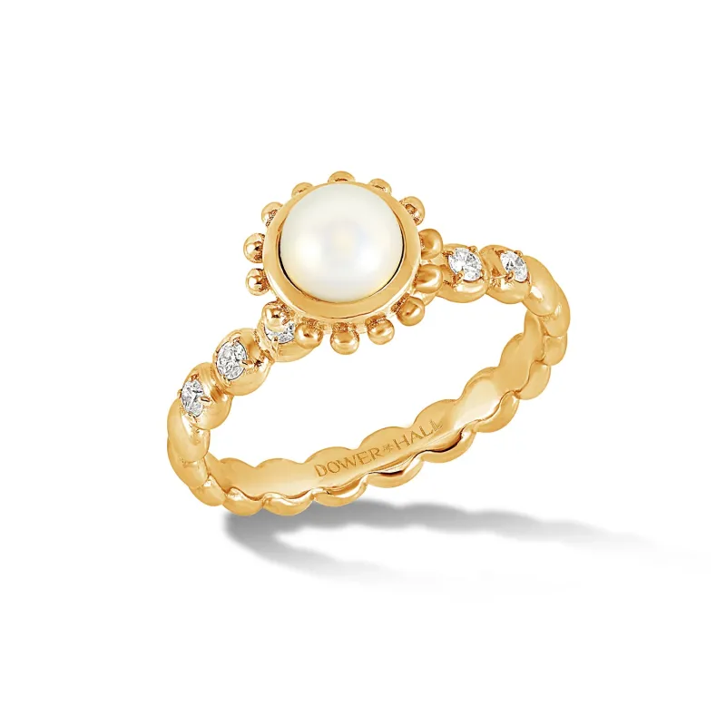 14k Gold Anemone Ring with White Pearl sold by Dower & Hall