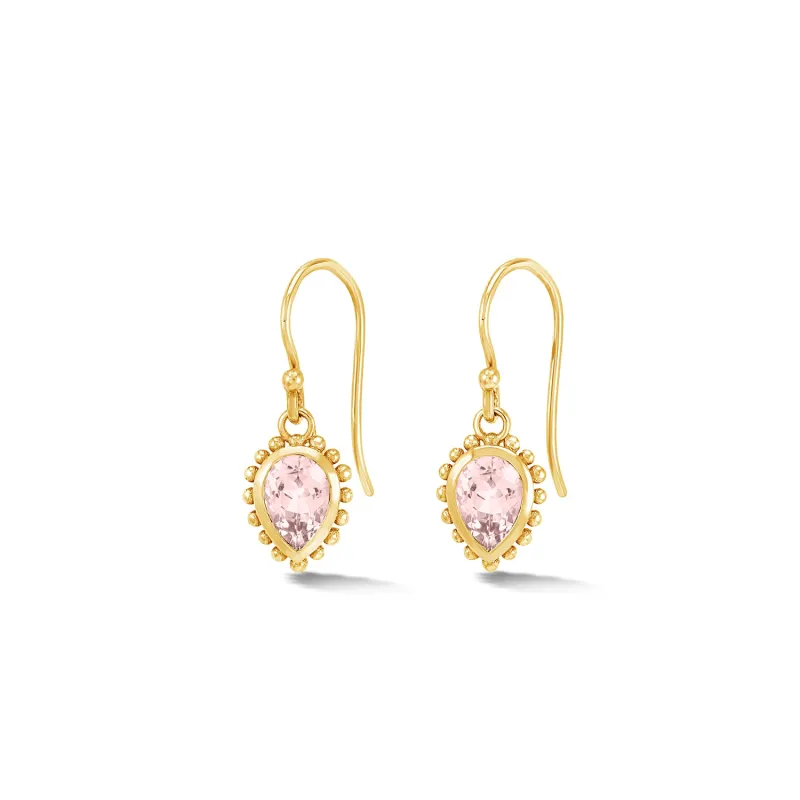 14k Gold Anemone Small Teardrop Earrings with Morganite sold by Dower & Hall