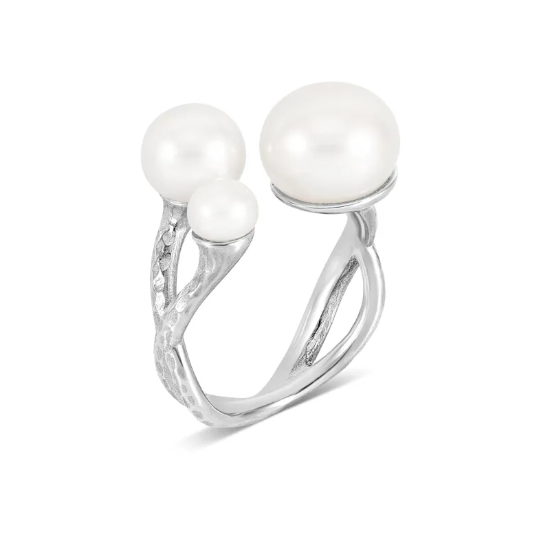 Statement Triple Luna Pearl Ring sold by Dower & Hall