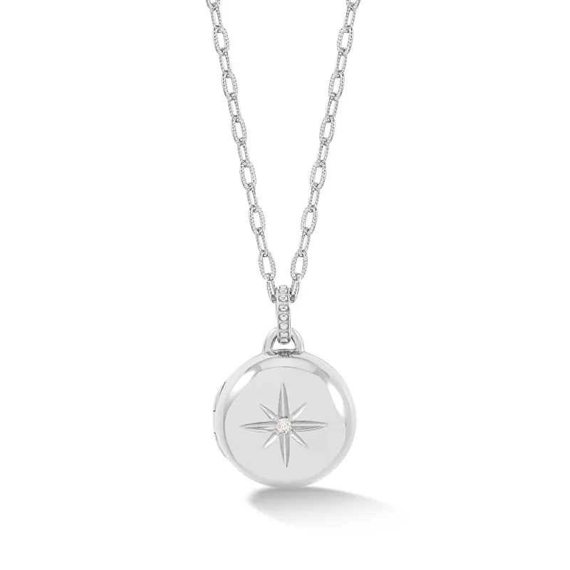 Diamond Starburst Round Locket sold by Dower & Hall