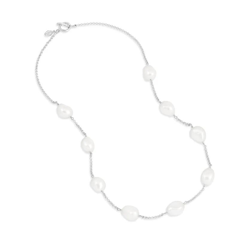 White Baroque Pearl Chain Necklace sold by Dower & Hall