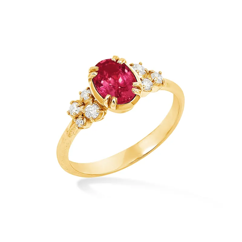 18k Large Oval Ruby & Diamond Stargazer Ring sold by Dower & Hall