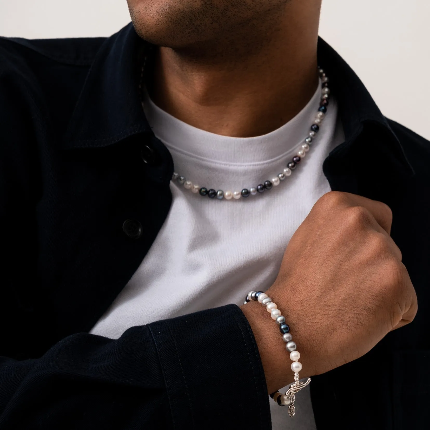Men's Mixed Pearls Bracelet sold by Dower & Hall product image thumbnail 3