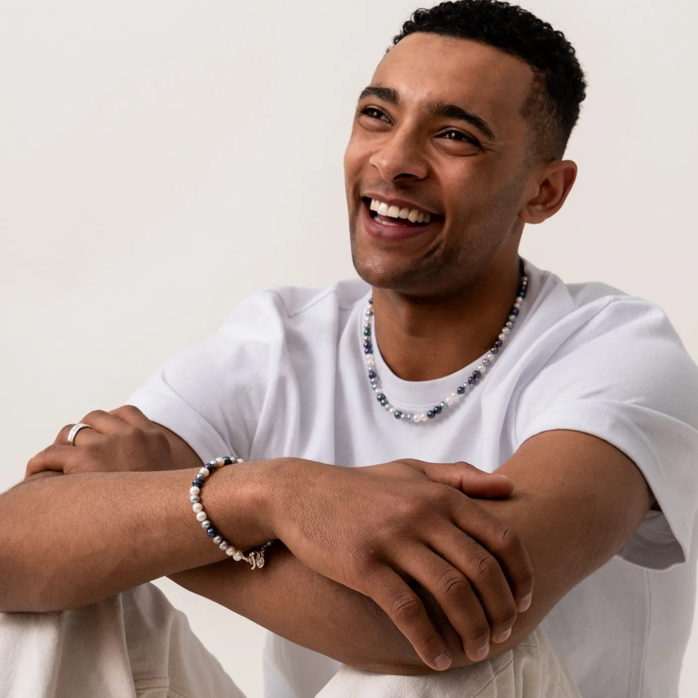 Men's Mixed Pearls Bracelet sold by Dower & Hall product image thumbnail 2