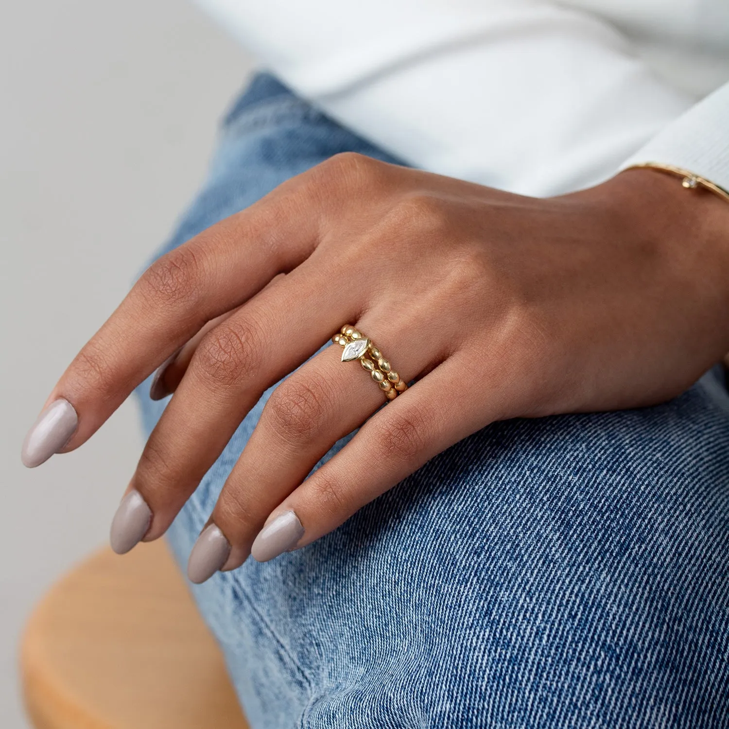 14k Marquise Bubbles Narrative Ring Stack sold by Dower & Hall product image thumbnail 2