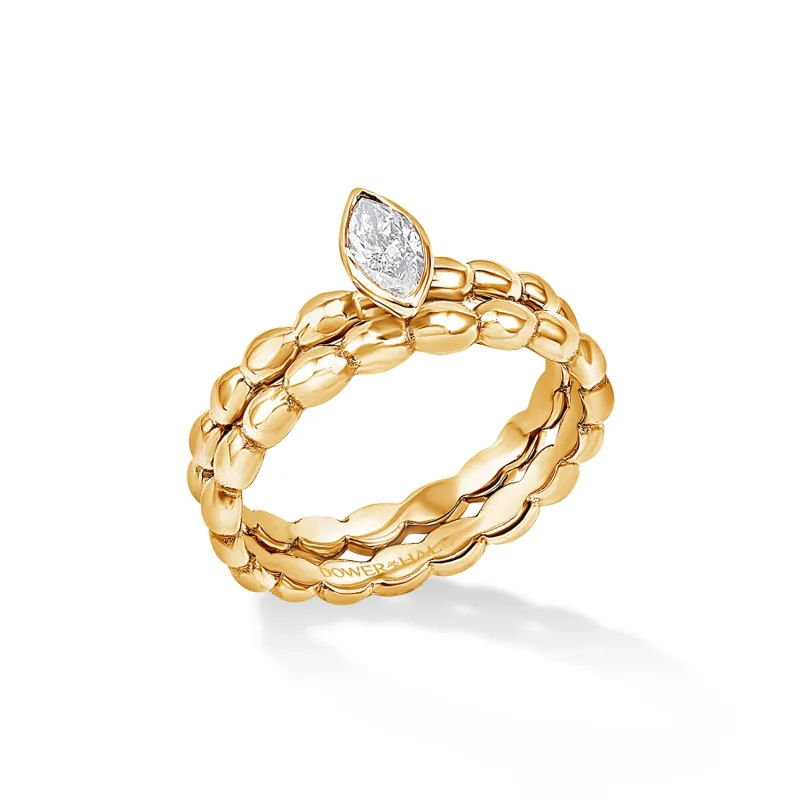 14k Marquise Bubbles Narrative Ring Stack sold by Dower & Hall