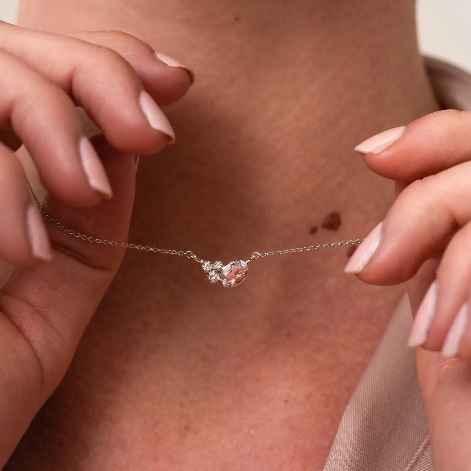 14k Gold Stargazer Oval Morganite Pendant sold by Dower & Hall product image thumbnail 2