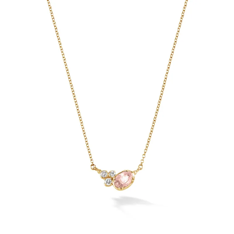 14k Gold Stargazer Oval Morganite Pendant made by Dower & Hall