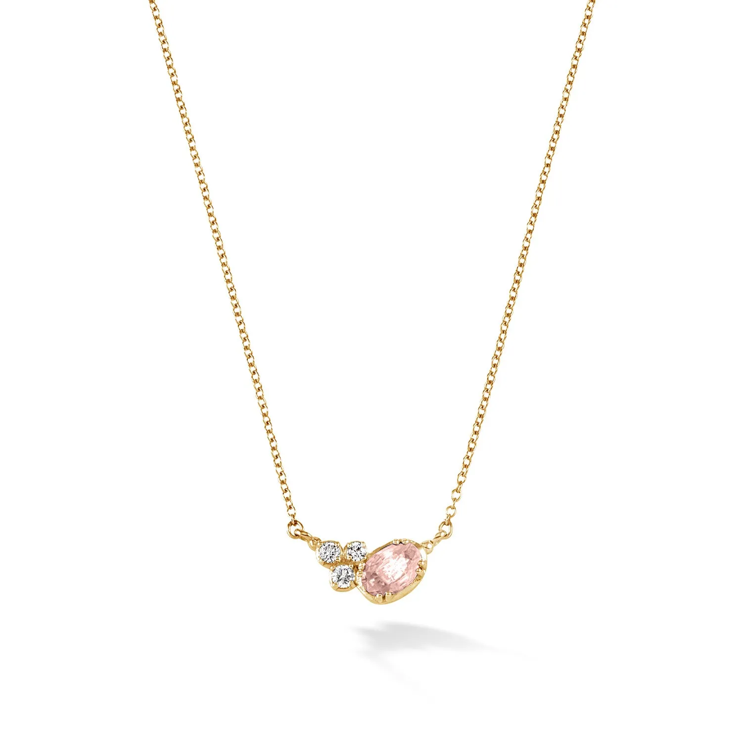 14k Gold Stargazer Oval Morganite Pendant sold by Dower & Hall