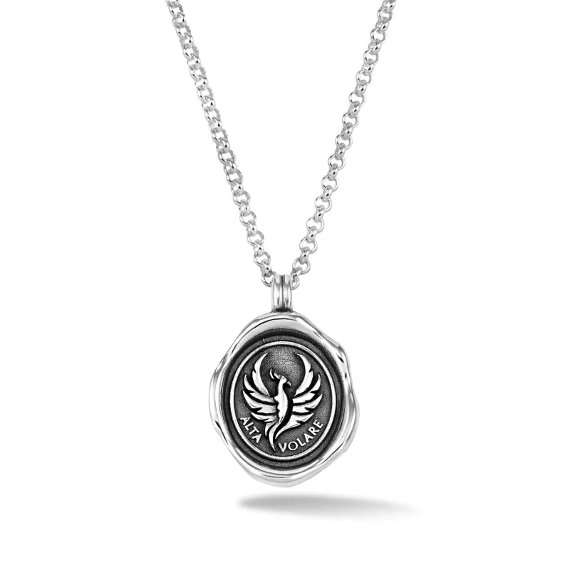 Men's 'Fly High' Phoenix Talisman Necklace sold by Dower & Hall