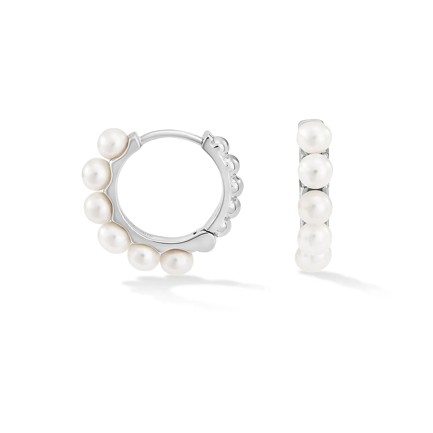 Medium Timeless Pearl Huggie Hoops sold by Dower & Hall product image thumbnail 5