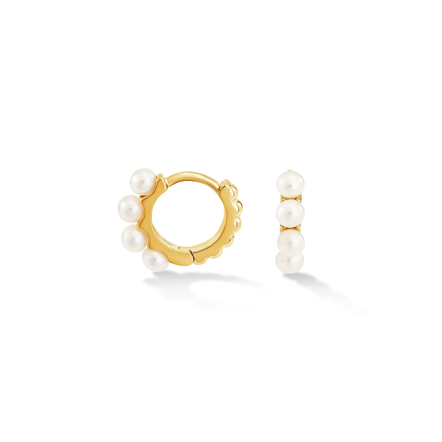 Small Timeless Pearl Huggie Hoops sold by Dower & Hall product image thumbnail 5