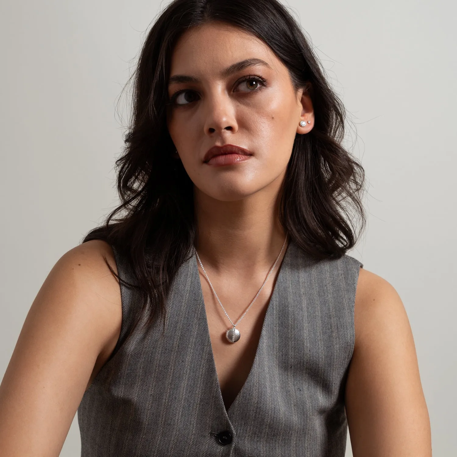 White Sapphire 13mm Round Lumiere Locket sold by Dower & Hall product image thumbnail 3