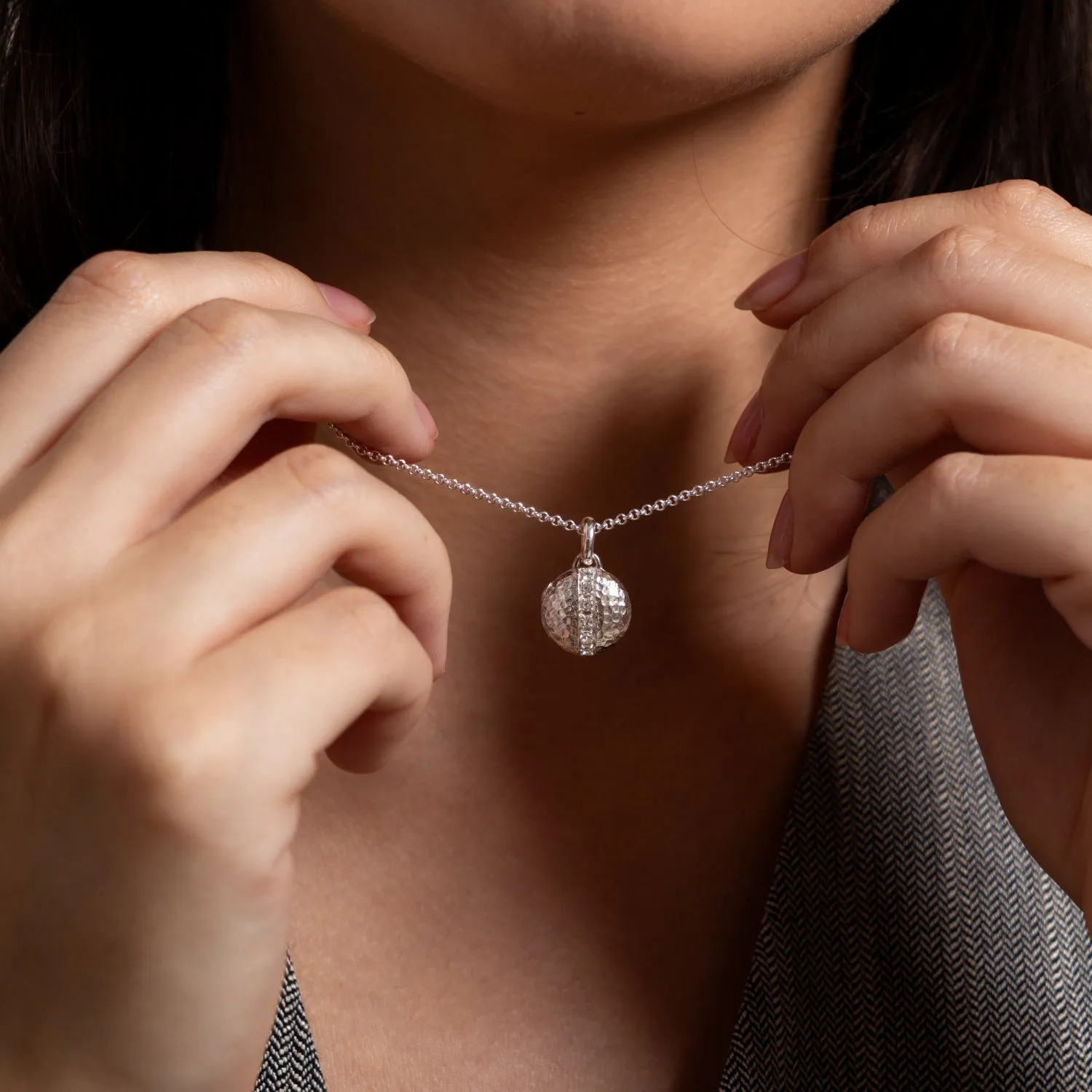 White Sapphire 13mm Round Lumiere Locket sold by Dower & Hall product image thumbnail 4