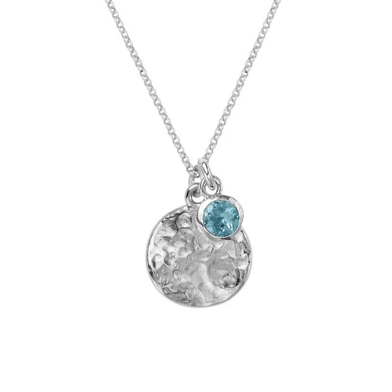 Men's Disc & 5mm Blue Topaz Array Pendant sold by Dower & Hall