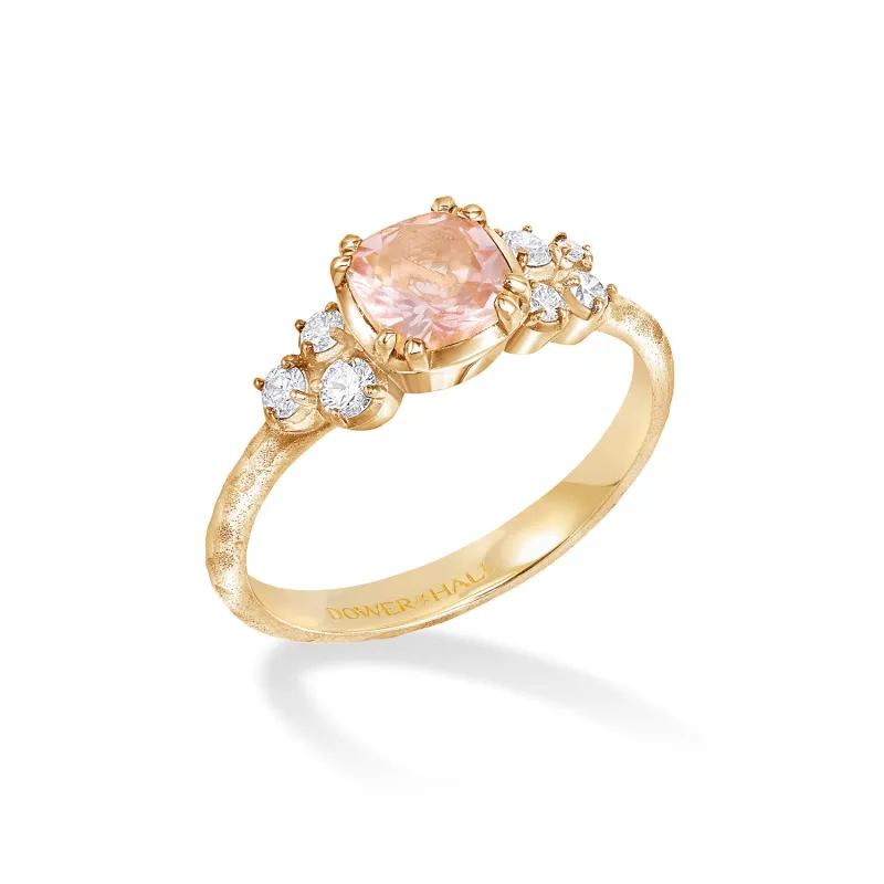 18k 6mm Cushion Morganite & Diamond Stargazer Ring sold by Dower & Hall