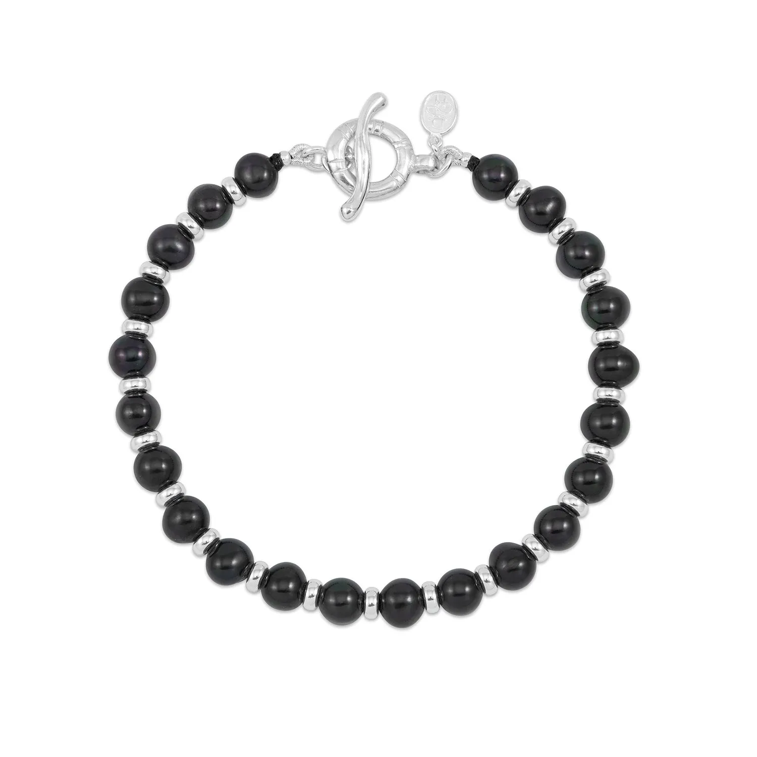 Men's Black Pearl Halo Bracelet sold by Dower & Hall