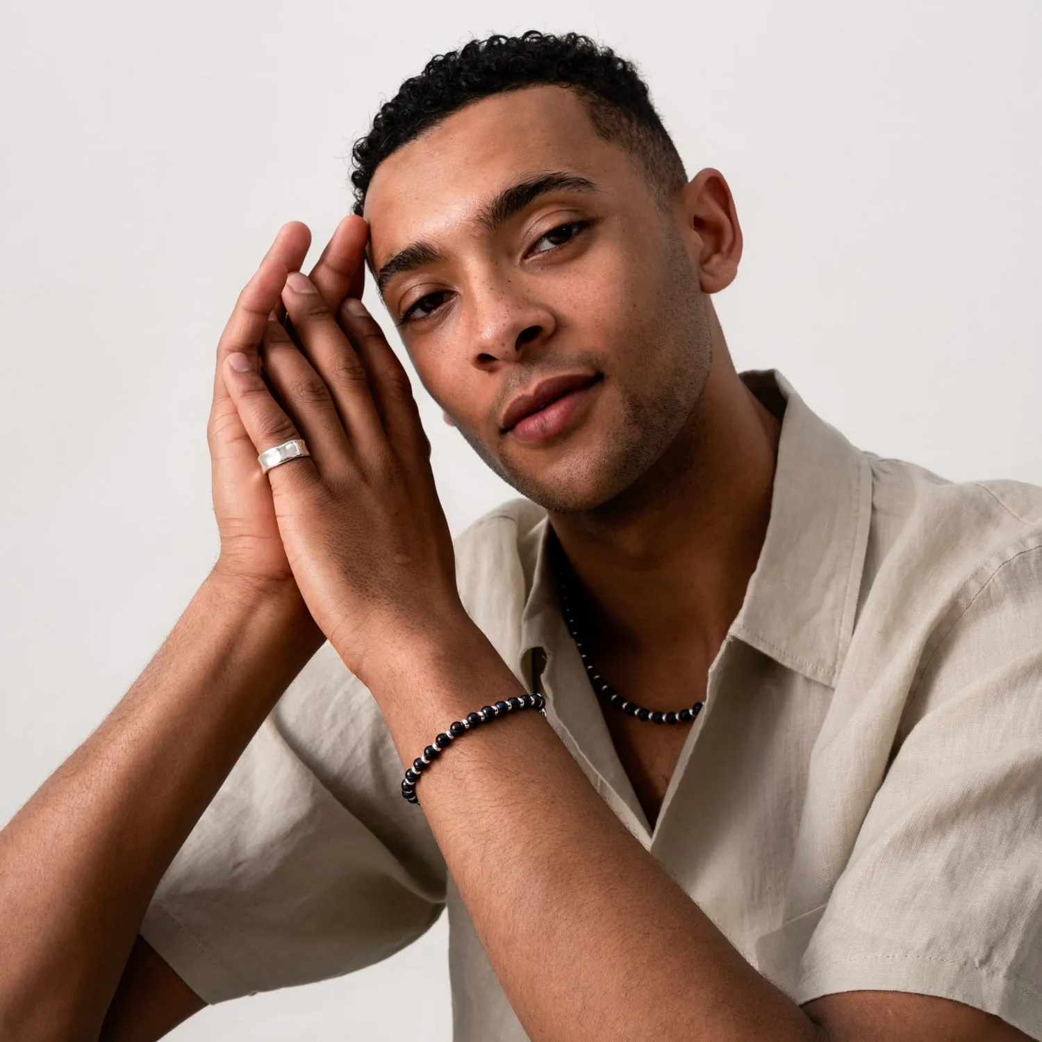 Men's Black Pearl Halo Bracelet sold by Dower & Hall product image thumbnail 2