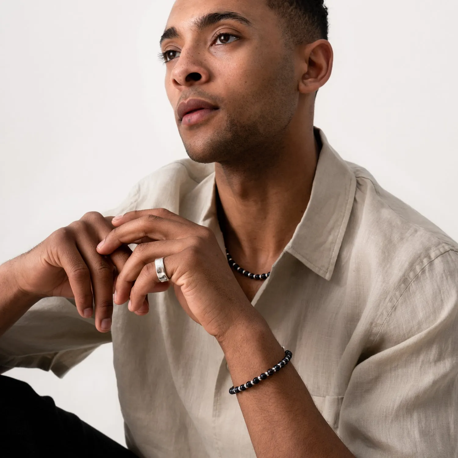 Men's Black Pearl Halo Bracelet sold by Dower & Hall product image thumbnail 4