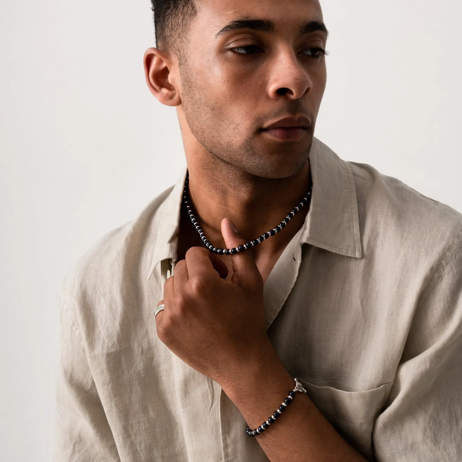 Men's Black Pearl Halo Bracelet sold by Dower & Hall product image thumbnail 3