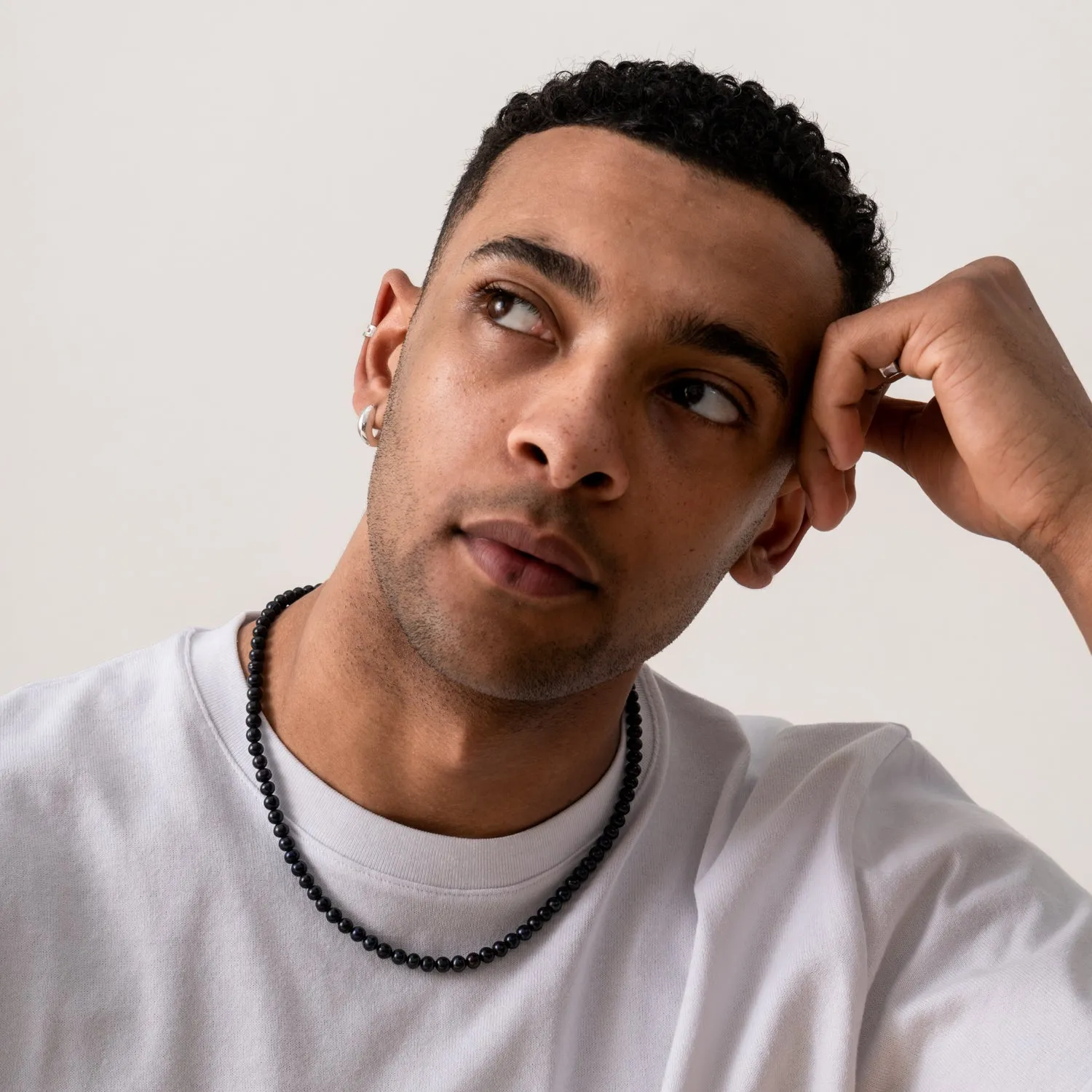 Men's Black Freshwater Pearl Necklace sold by Dower & Hall product image thumbnail 2