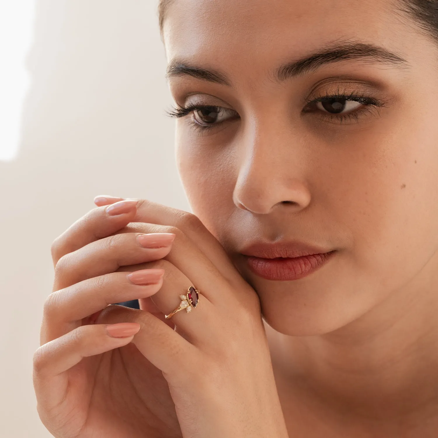 18k Marquise Ruby & Diamond Stargazer Ring sold by Dower & Hall product image thumbnail 5