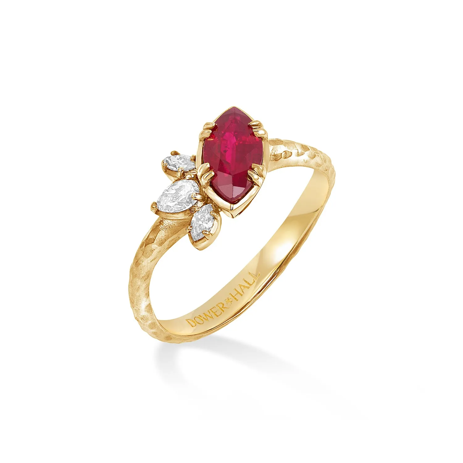 18k Marquise Ruby & Diamond Stargazer Ring sold by Dower & Hall product image thumbnail 4