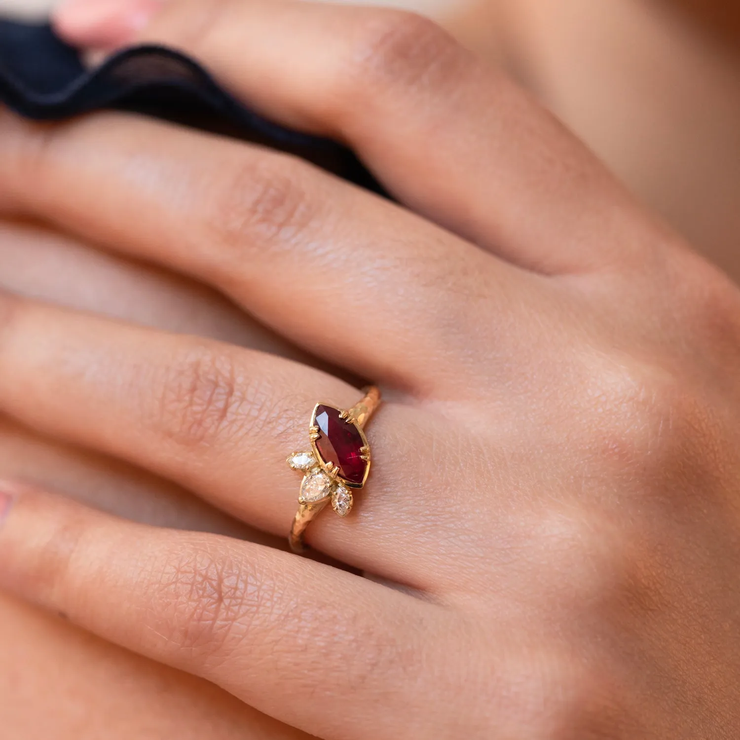 18k Marquise Ruby & Diamond Stargazer Ring sold by Dower & Hall product image thumbnail 3