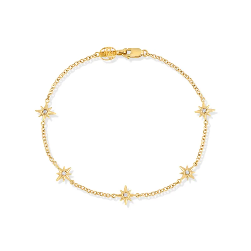 14k Gold & Diamond Five Star Bracelet sold by Dower & Hall