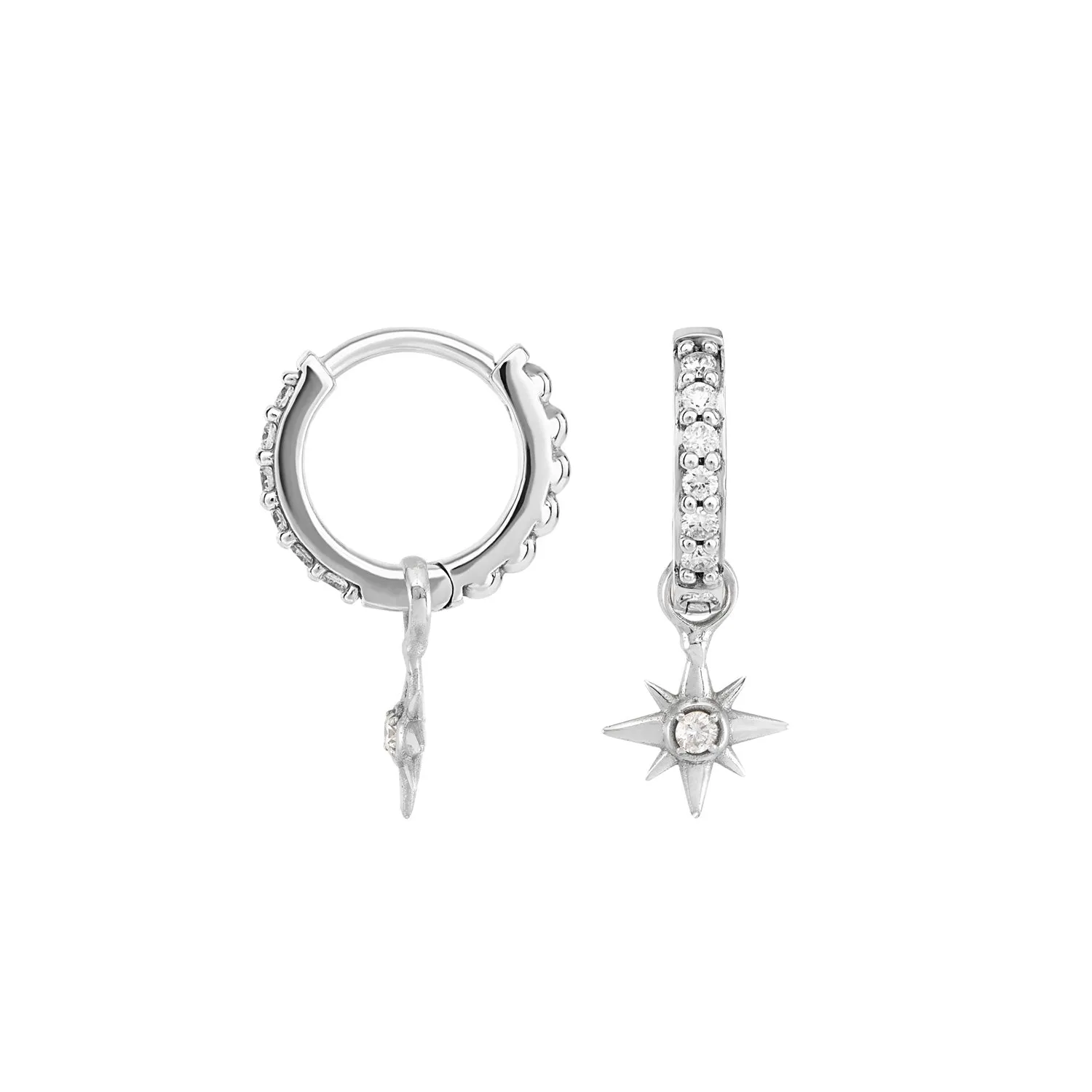 9k Gold & Diamond North Star Ear-Hoop Drops sold by Dower & Hall product image thumbnail 3