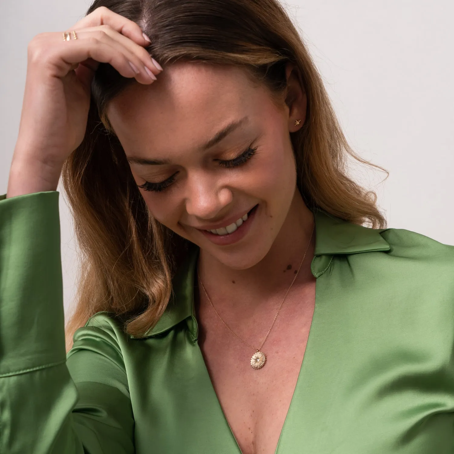 14k Gold & Diamond Sun Pendant sold by Dower & Hall product image thumbnail 4