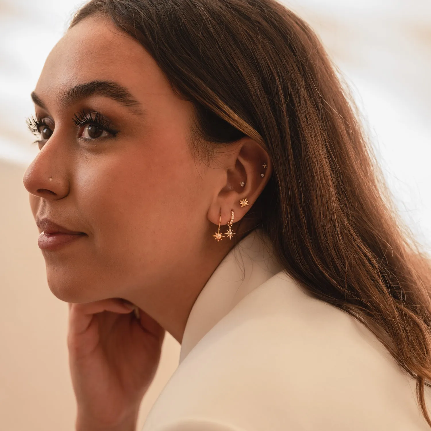 14k Gold North Star Diamond Studs sold by Dower & Hall product image thumbnail 5