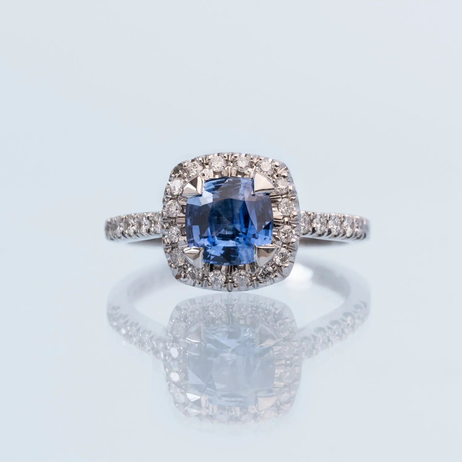 18k Halo Blue Sapphire Engagement Ring - 1.40CT sold by Dower & Hall product image thumbnail 5