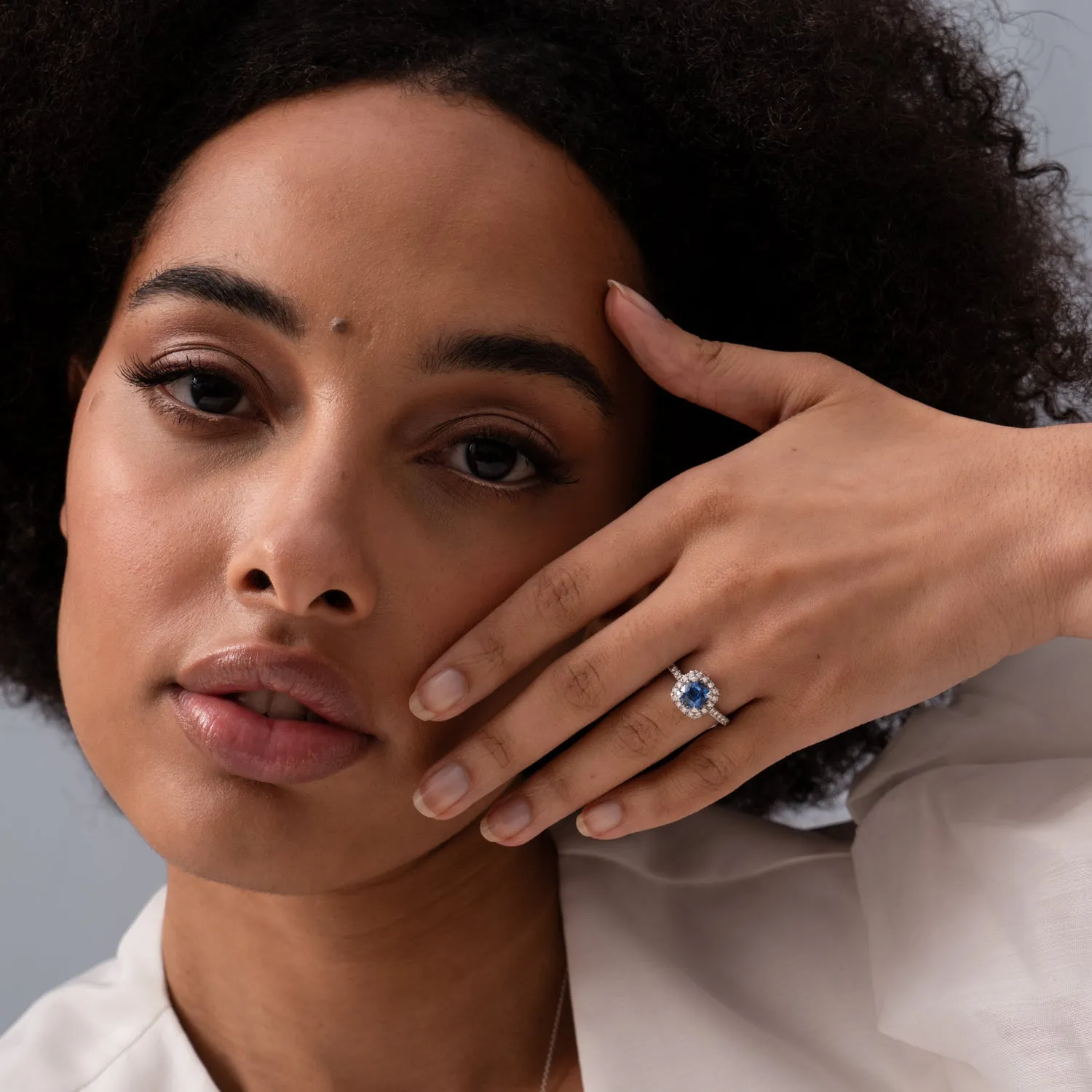 18k Halo Blue Sapphire Engagement Ring - 1.40CT sold by Dower & Hall product image thumbnail 4