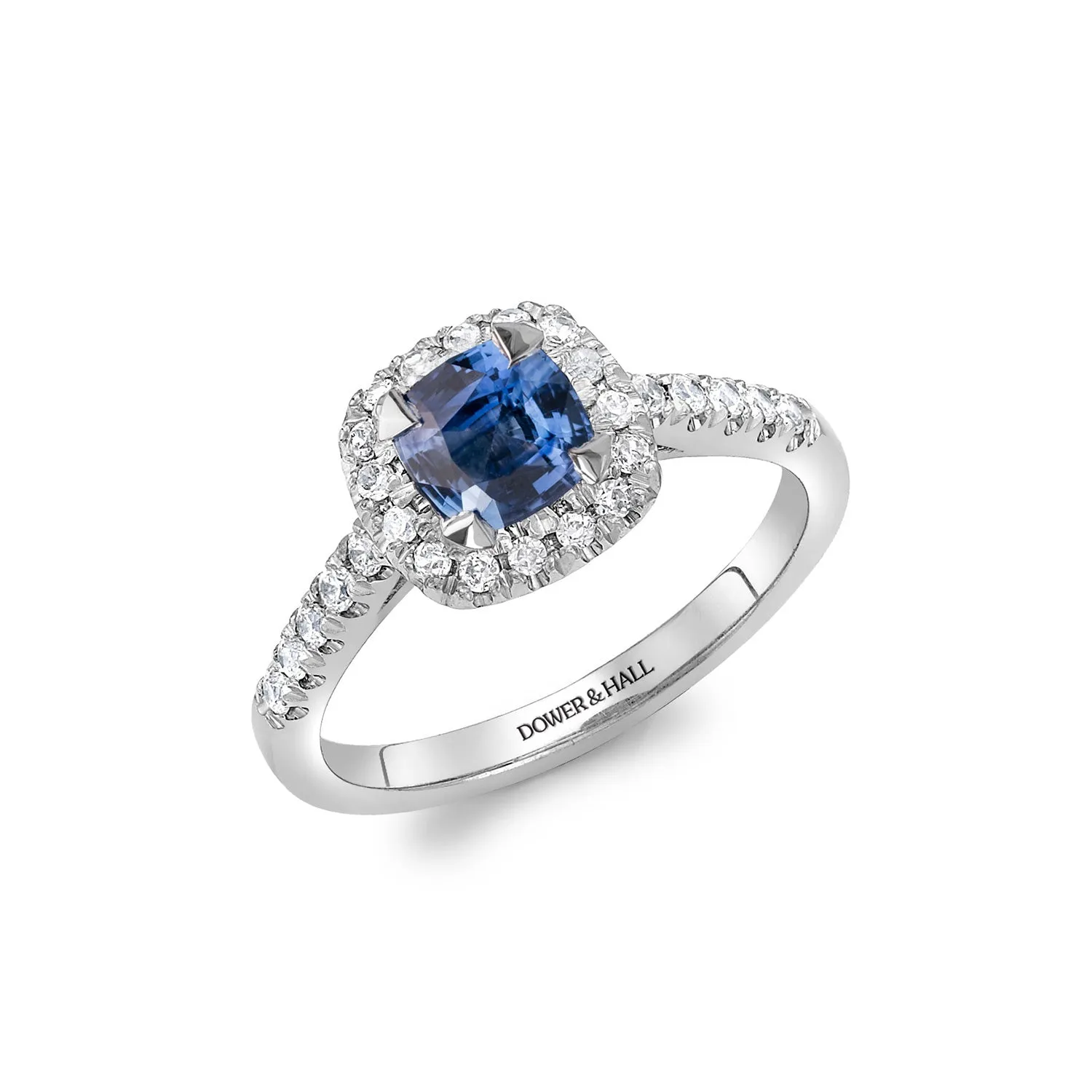 18k Halo Blue Sapphire Engagement Ring - 1.40CT sold by Dower & Hall