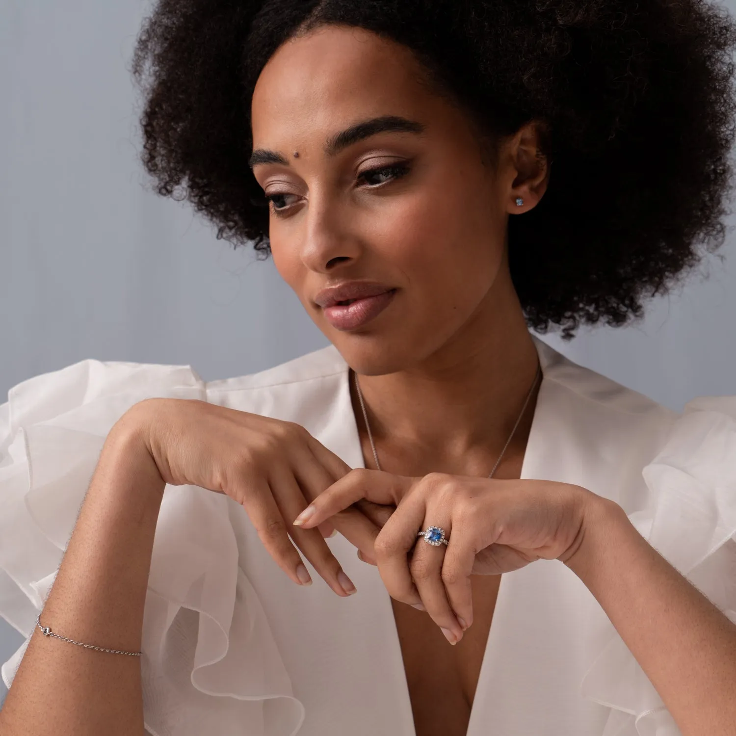 18k Halo Blue Sapphire Engagement Ring - 1.40CT sold by Dower & Hall product image thumbnail 3