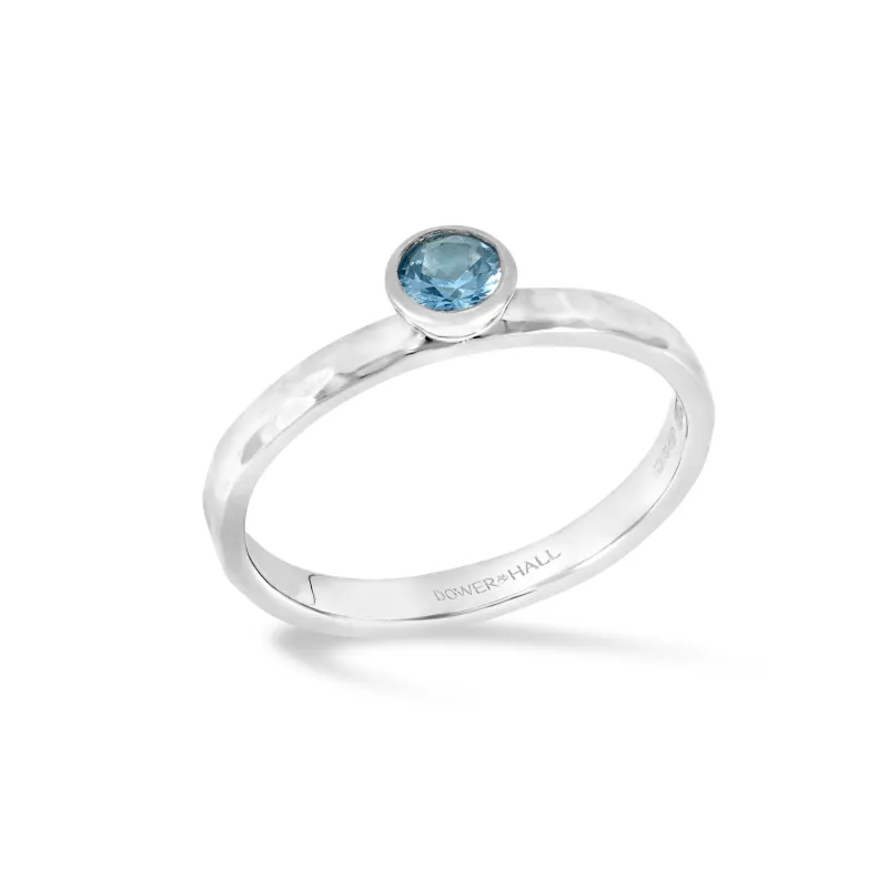 4mm Blue Topaz Hammered Twinkle Ring sold by Dower & Hall