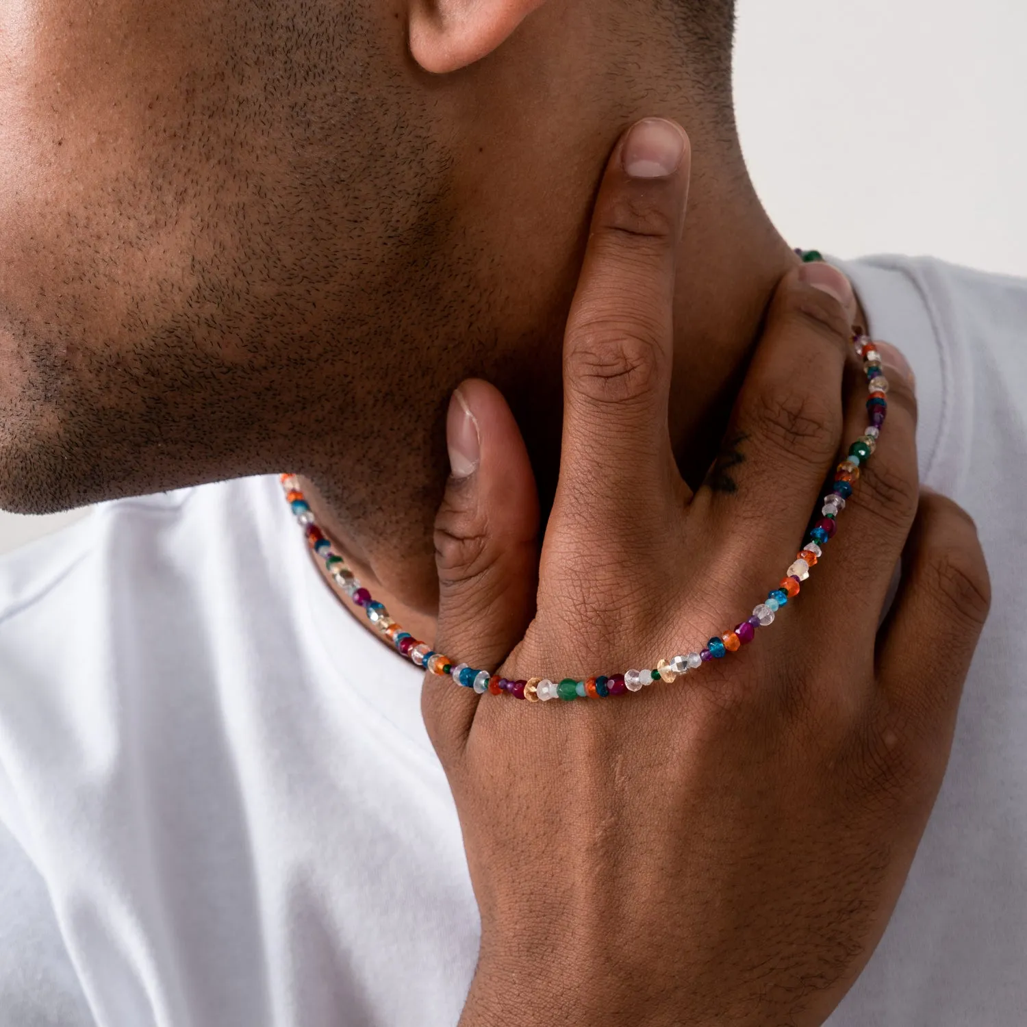 Men's Tutti Frutti Mixed Gemstone Necklace sold by Dower & Hall product image thumbnail 3