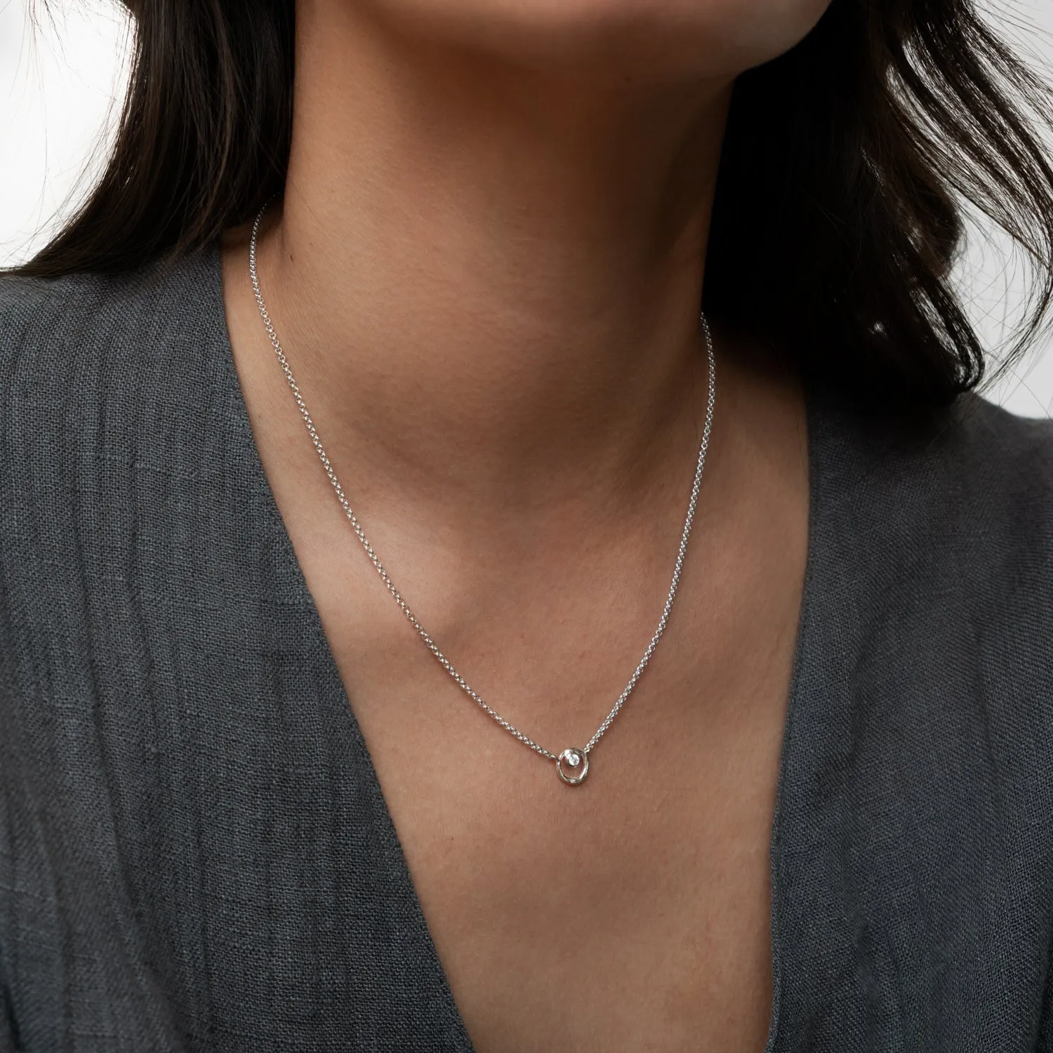 White Sapphire Dewdrop Pendant sold by Dower & Hall product image thumbnail 4