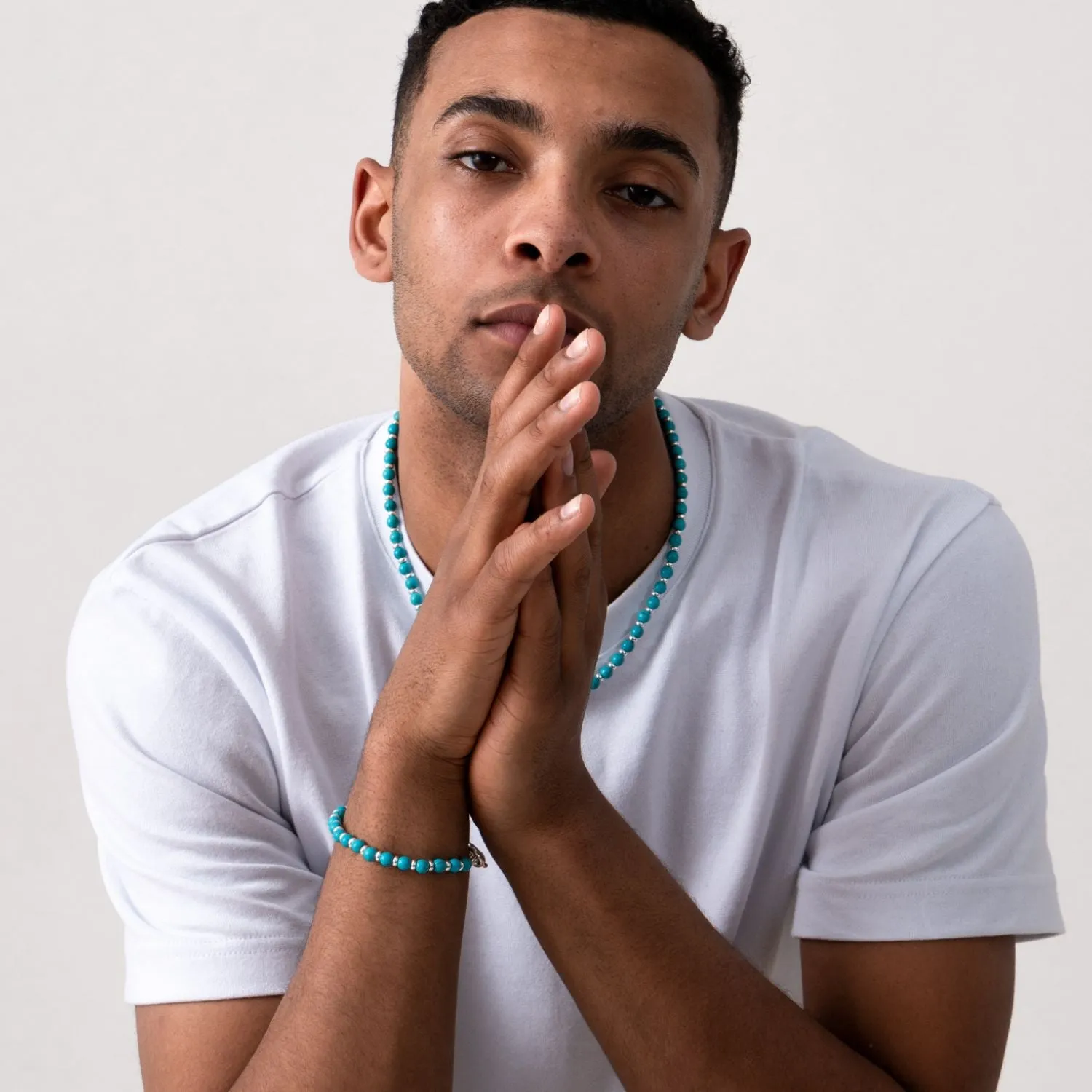 Men's Turquoise Halo Necklace sold by Dower & Hall product image thumbnail 3