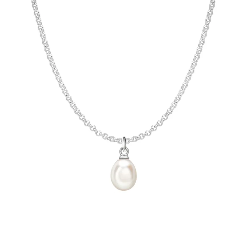 Men's 10mm Oval White Freshwater Pearl Pendant sold by Dower & Hall