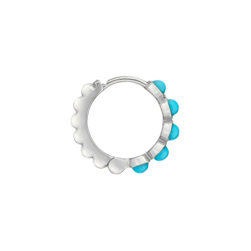Men's Single Azure Turquoise Huggie Hoop made by Dower & Hall