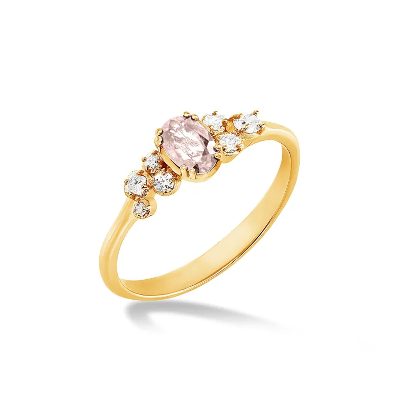 18k Oval Morganite & Diamond Stargazer Ring sold by Dower & Hall