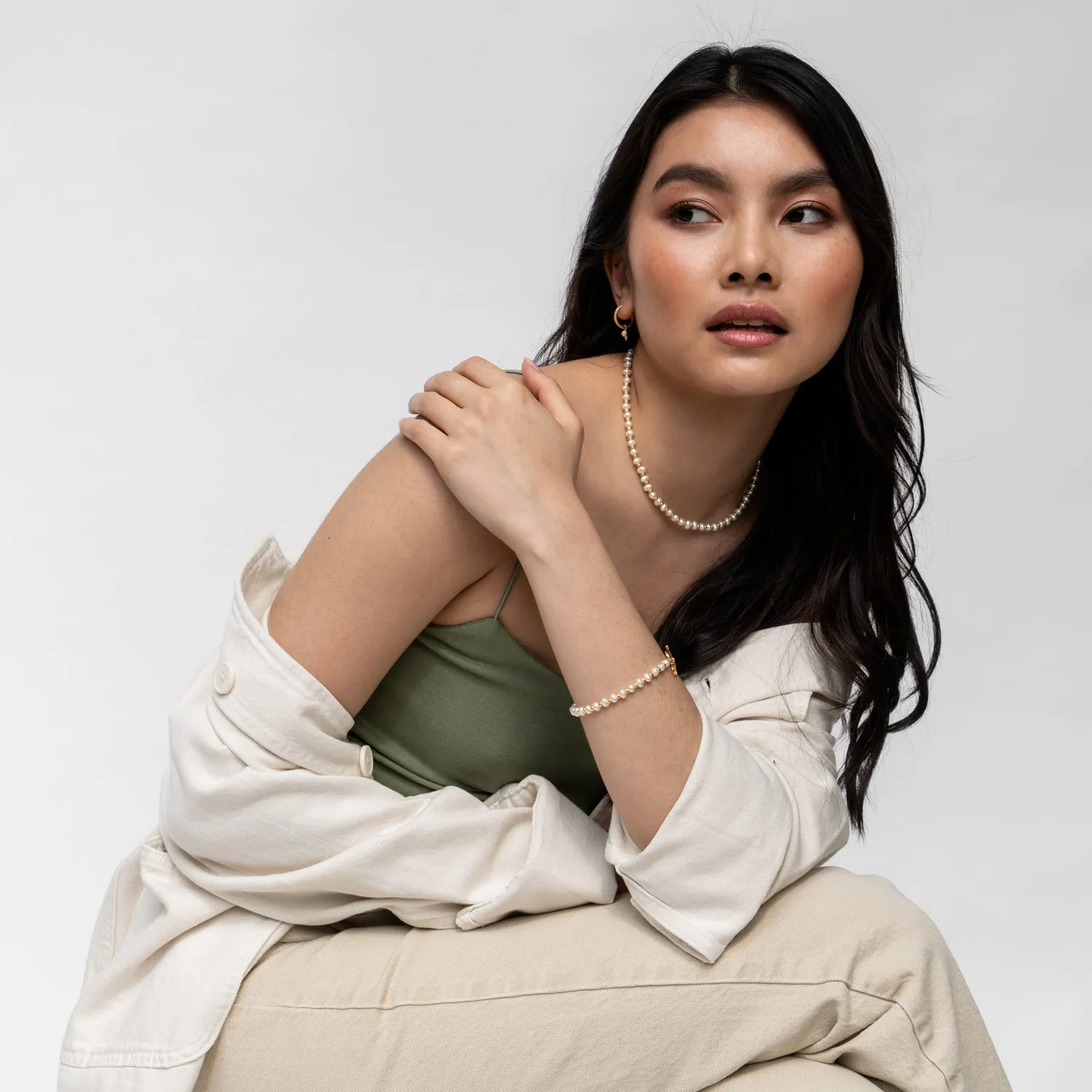 Timeless White Pearl Halo Bracelet sold by Dower & Hall product image thumbnail 2