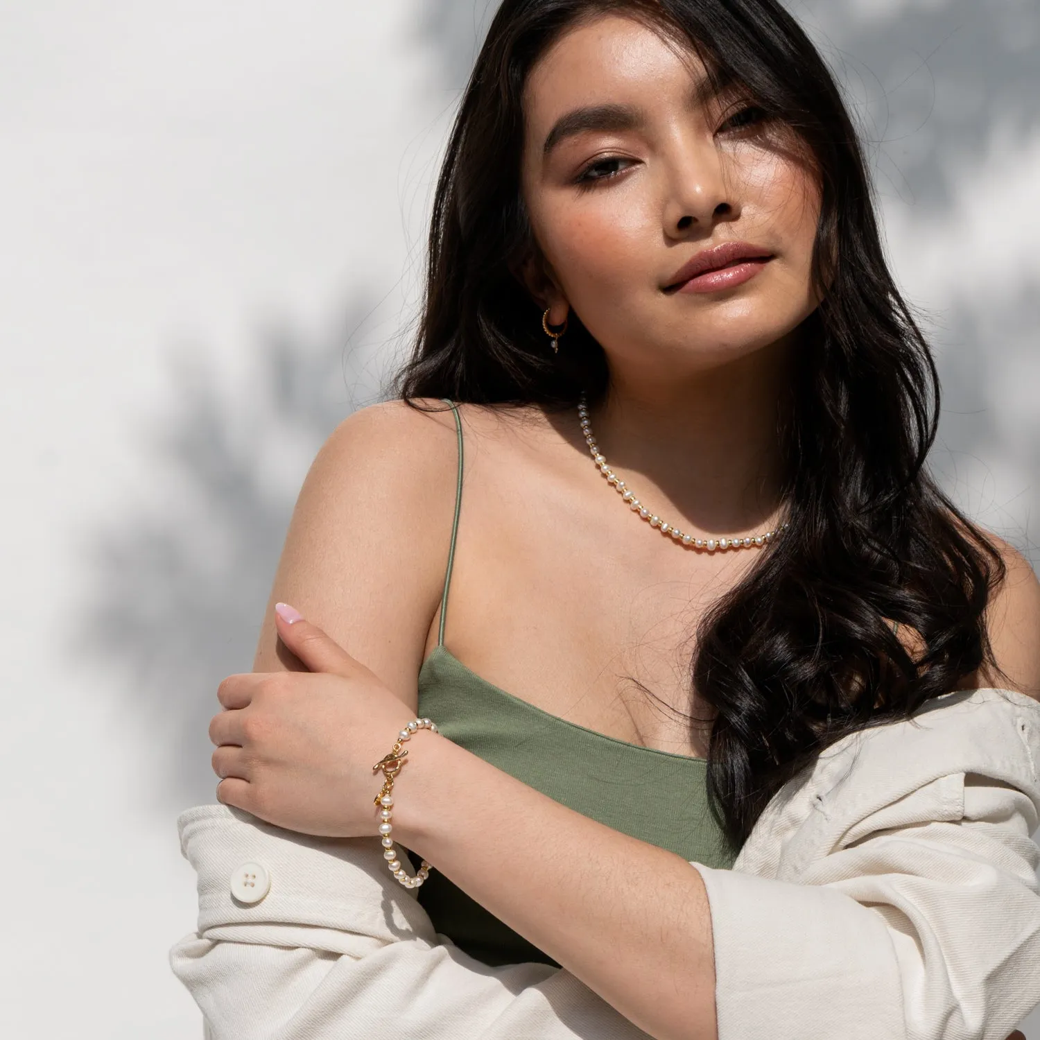 Timeless White Pearl Halo Bracelet sold by Dower & Hall product image thumbnail 3