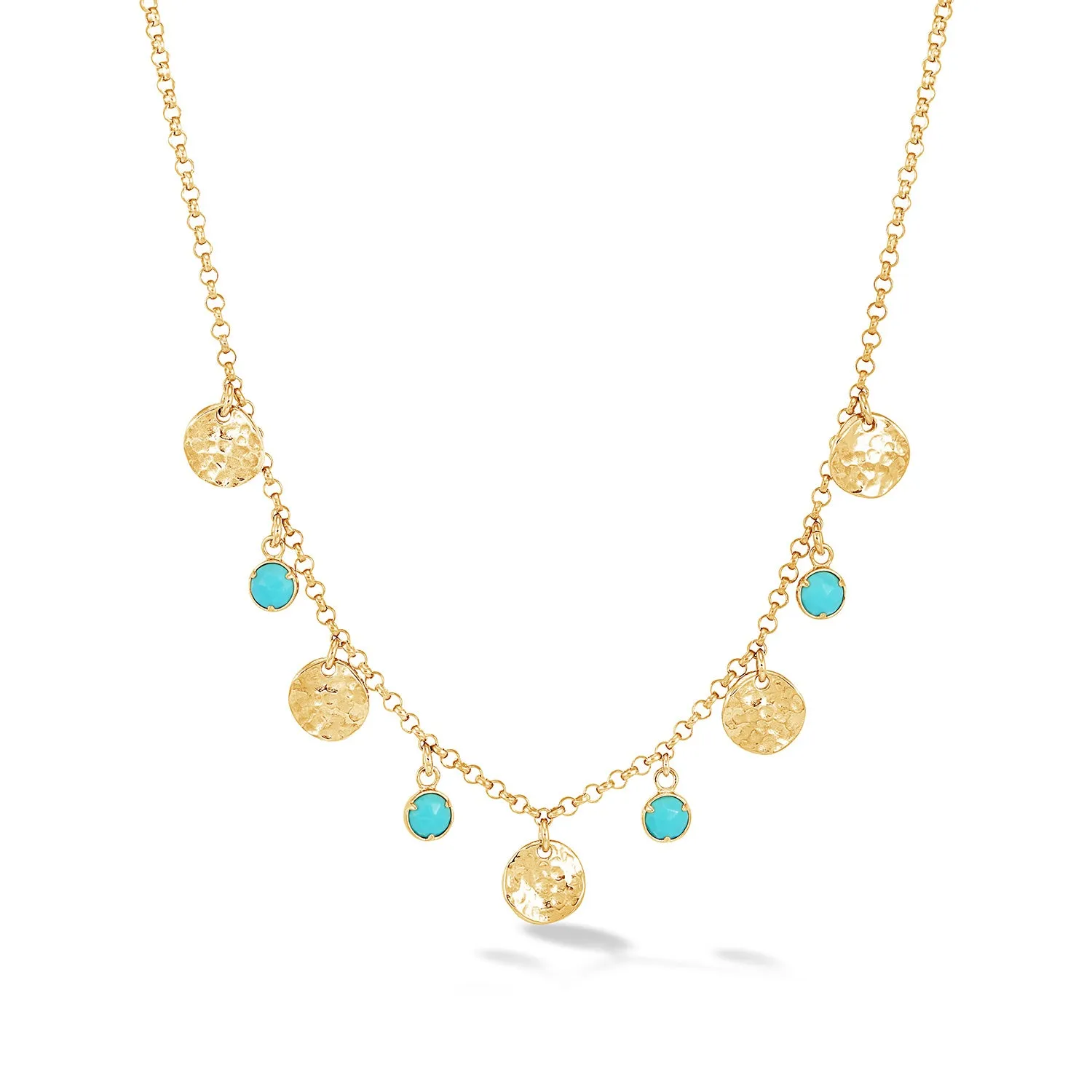 Turquoise & Hammered Disc Collar Necklace sold by Dower & Hall