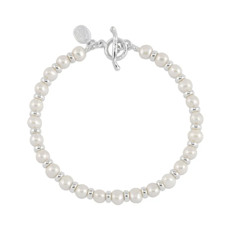 Men's White Pearl Halo Bracelet sold by Dower & Hall