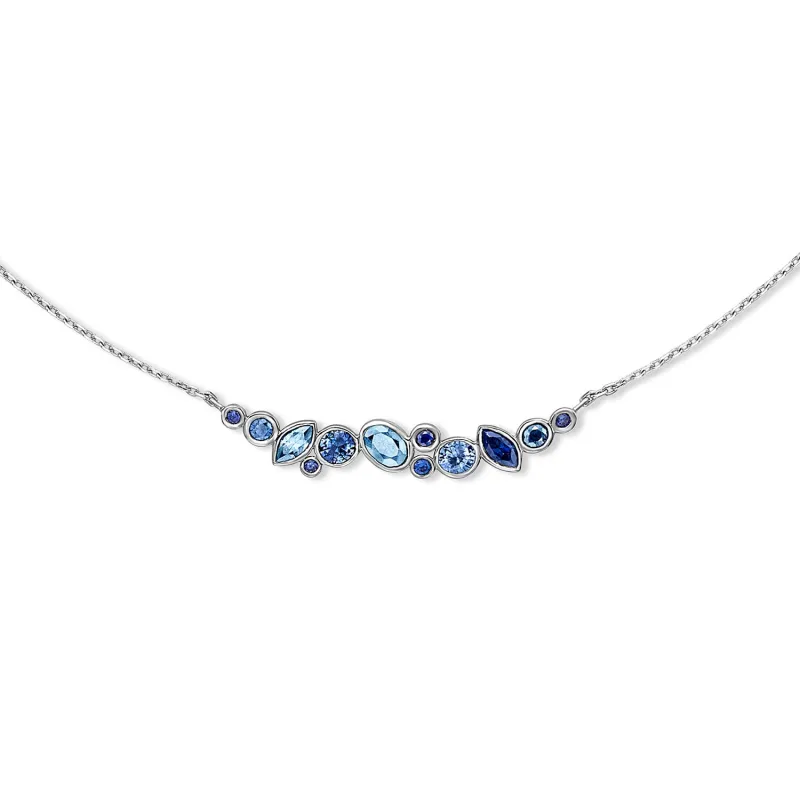 18k Sapphire & Aquamarine Multi-Cut Cascade Necklace sold by Dower & Hall