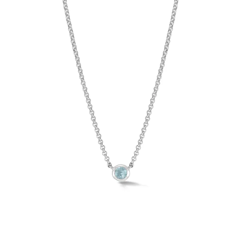 Aquamarine Round Dewdrop Pendant sold by Dower & Hall